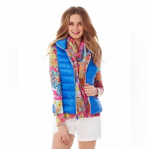 NWT Lilly Pulitzer Allie Packable Down Puffer Vest Brewster Blue Size XS - Picture 1 of 9